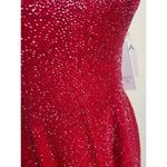 Scala Red Silk Beaded Plunge Neckline Dress Gown NWT Sz. PM Photo 1