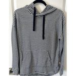 A New Day Womens Navy White Striped Hoodie S Pocket Knit Sweater soft drawstring Photo 0