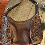 Brighton  NIKKI Brown Bronzed LEATHER Med. Messenger HOBO Messenger Shoulder BAG Photo 0