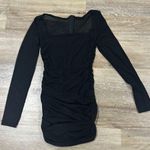 Elegant Black Long Sleeve Dress XS. Square neck. Sheer arms Photo 0