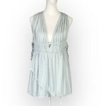Free People  Aries Tunic Tank‎ Top Women's XS Light Blue Tie V-Neck Sleeveless Photo 2