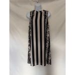 Bar III  Stripe Shift Dress Sz M Black Cream Floral Mod Retro Chic Cocktail 60s Photo 5
