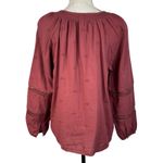 American Eagle  Medium Top Semi-Sheer Crochet Keyhole Tassels Smocked Neck Cotton Photo 4