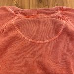 Paradise Collection Cotton Crewneck Sweater Ribbed Neck Cuffs Hem Salmon Large Red Photo 7