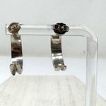 Sterling silver and inlaid turquoise half moon earrings, vintage Photo 8