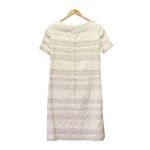 Vintage Cream Brocade Sheath Dress 60s Mod Texture Short Sleeve Shift Size Small White Photo 8