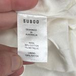 SUBOO “Giselle” Shirred Strapless Metallic Striped Midi Dress Photo 10