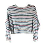 Hollister  Womens Sweater Cropped Crochet Open Knit Striped Colorful White S Photo 1