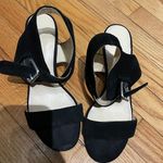Nine West Garden Bay Black Leather Strappy Block Chunky low Heel Sandals whimsygoth coastal Photo 1