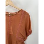 ZARA Top Women XS NWT Orange Pink Trafaluc Short Sleeve Side Slit Cotton Blend Photo 2