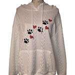 Source Unknown Unbranded XL Faux Knit Paw Print & Hearts Hoodie Photo 0