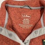 LL Bean Womens Rust Orange Sweater Fleece Pullover 1/4 Snap Size XS Pockets Photo 8