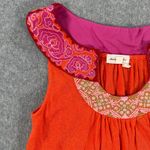 Meadow Rue Anthropologie Embroidered Collar Tunic Top Women's Small Orange Pink Photo 1