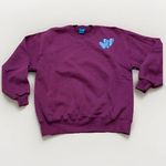 Vintage 90’s H.I.S Crewneck Sweatshirt Burgundy Embroidered Blue Hearts Sz L Red Size L Photo 0