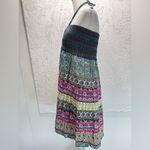 Smocked Boho Mixed Print Sundress Wear 3 Ways Halter Strapless or Maxi Skirt Size M Photo 3