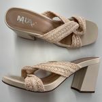 MIA Heels Womens 10 Cream Brenna Woven Block Open Toe Coastal Photo 0