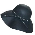 D&Y  100% wool black floppy hat with black band with rhinestone sparkle! Photo 4