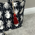 India Hicks  Beetle Canvas Tote Bag Navy Blue White & Small Pouch Eleuthera Photo 1