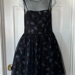 Jill Stuart Jill  Floral Print Organza Mesh Fit & Flare Black Cocktail Dress SZ 6 Photo 2