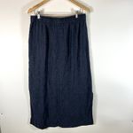 Garnet Hill 100% Linen Blue Side Slits Elastic Waist Maxi Skirt Size 10 Pockets Photo 6