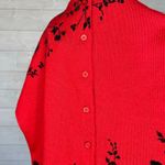 Rena Rowan Vintage 90's  red cardigan with black embroidery Size Medium Photo 5