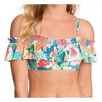 Vera Bradley  Floral Blue Ruffle Off-The-Shoulder Bikini Top W/ Straps $82 Size M Photo 7