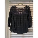 American Eagle  Outfitters Black Lace Scoop Neck 3/4 Sleeve Top S/P Photo 4