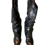 #232 CROWN VINTAGE Knee High Boots Black Size 7 Photo 1