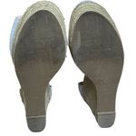 Marc Fisher Sandals Womens 9M Gray Leather Espadrille Laser Cut Wedge Heel Shoes Photo 6