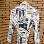 For Her White And Black Newspaper Print Belted Dress Size Medium Photo 4