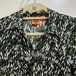 Tory Burch  Green Black White Silk Long Sleeve Button Down Blouse Photo 1