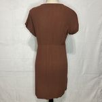 Fourteen & 9th V-Neck Button Front Cap Sleeve Linen Blend Dress Brown Sz M NWT Photo 5