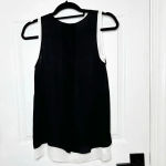 Vince Round-Neck Double-Layer Tank Top White Black 100% Silk Size XS Minimalist Photo 6