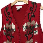 Victoria Jones Vintage Women’s Size L Red Green Bead Embellished Candles Vest Size L Photo 0