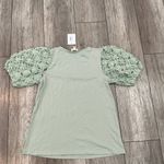 NWT BiBi Green Top Lace Puff Sleeve Casual Blouse Trendy Cute Top Size S Photo 5