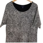 Lands' End Women's Black/White Print Short Sleeve Casual Knit Stretch Dress 1X Photo 1