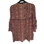 American Eagle Boho Burgundy Whimsigoth Velvet Trim Flowy Oversized Cardigan XS Photo 2