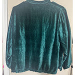 Sacred Threads  Velvet Button up Top Long sleeve emerald Green sz S/M boxy shirt Photo 3