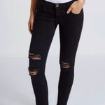 Current/Elliott The Stiletto Jeans in Jet Black Destroy Skinny Distressed crop Photo 0