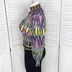 Ashley Stewart Chevron Stripe Key Hole Smocked Waist Blouse Multicolor 0X Photo 1