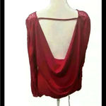 Heart soul Red  Low Back Lace Long Sleeve Sheer Blouse Photo 2