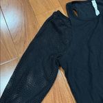 Nanette Lepore Black Mesh Sleeve Cold Shoulder Blouse size L Photo 2