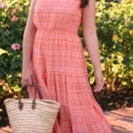 Gal Meets Glam  Dress Women‎ 6 Peach Coral Sleeveless Fiona Tiered Maxi Boho Photo 0