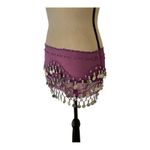 Purple Belly Dance Hip Scarf with Silver Coins Photo 6