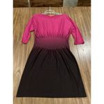 Catherine Malandrino  Helen Knit dress bellagio berry Ombre Pink black cinched M Photo 4