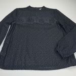 Ann Taylor LOFT Gray Lace Mosaic Floral Sheer Long Sleeve Mock Neck Blouse Top Size M Photo 15