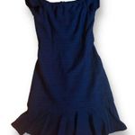 Rebecca Taylor Womens Off-the-Shoulder Textured Knit Dress Navy Size NWOT Photo 0