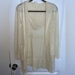 Cyrus  Sz L Beiege Hooded Openwork Mesh Crochet Pockets Loose Oversized Cardigan Photo 7