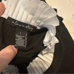 Elegant Black Top with Pearl & Pleated Victorian Neck Trim Accents Size L Photo 1