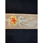 Women's Leather Western Belt Innovation Mexico Embroidered Floral Size 44 NWOT Tan Photo 4